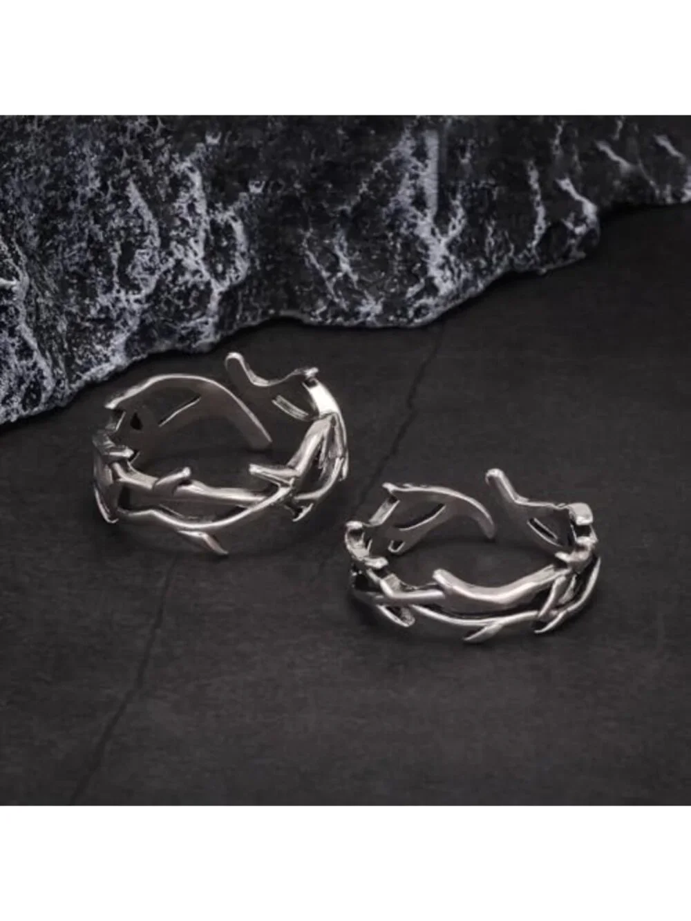 Adjustable 925 Sterling Silver Gothic Crown of Thorns Ring for Men & Women